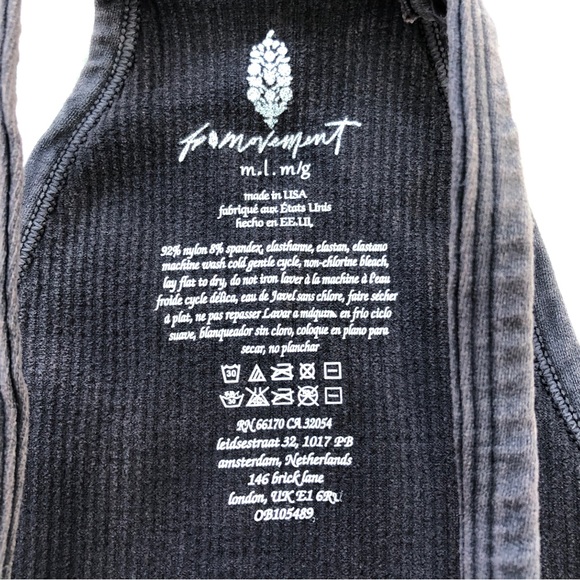 Free People Happiness Runs Washed Black Ribbed Crop Top M/L - Picture 5 of 11